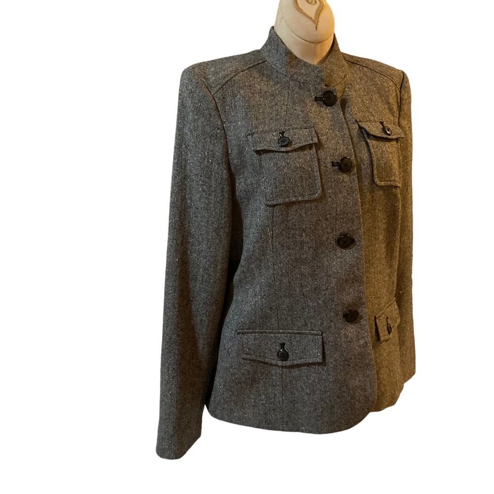 Style & Co blazer coat tweed wool blend metallic threads lined women’s size 12 - Picture 9 of 14